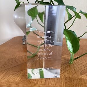 Tiffany & Co Crystal Etched Glass Prism Thomas Wolfe Number 53/225 Paperweight